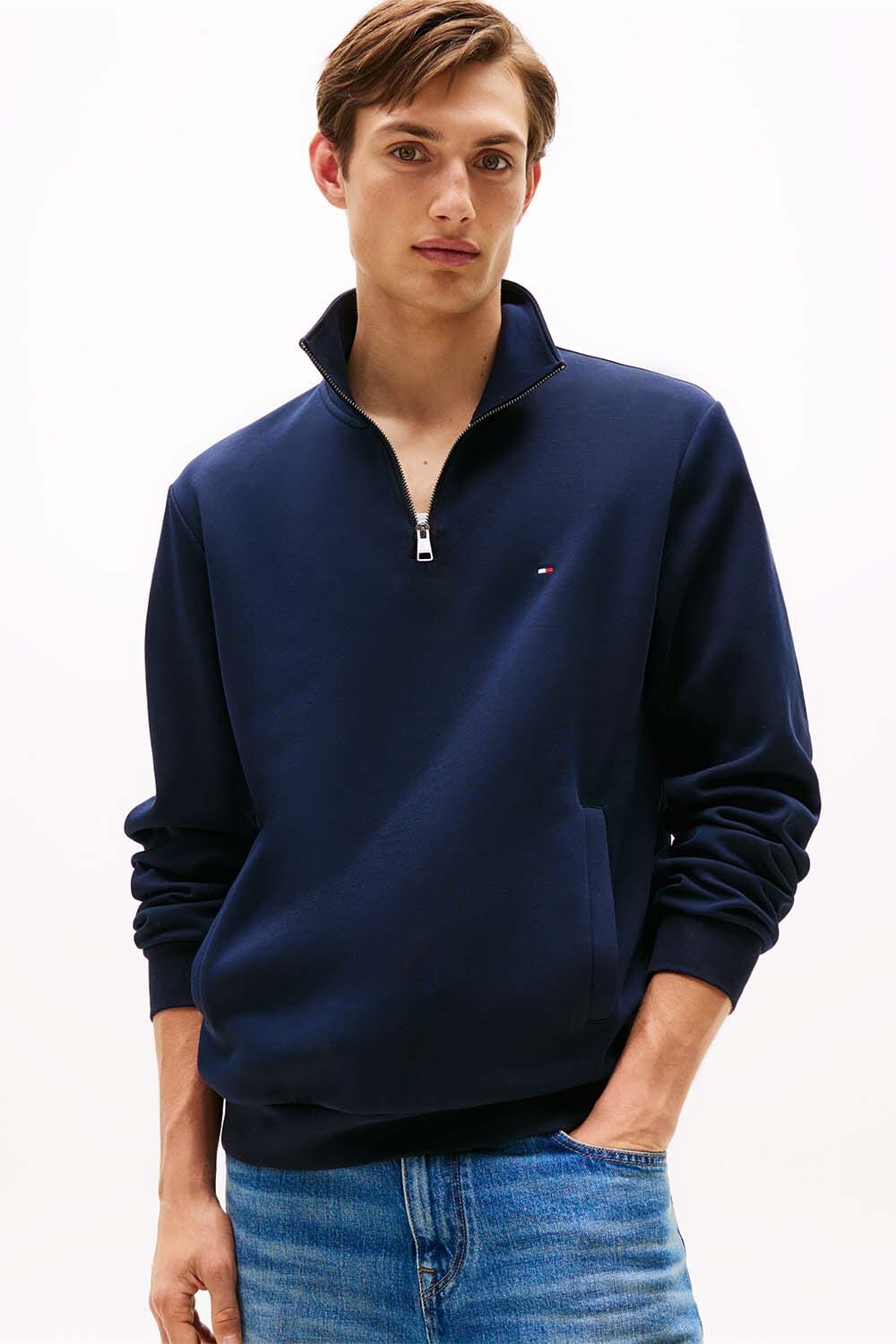 Tommy Hilfiger Gebreide Zip-trui Essential Intechno Blauw