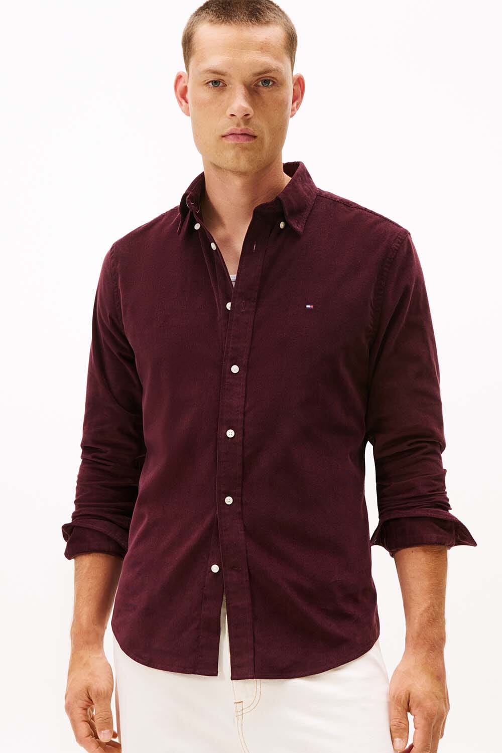 Tommy Hilfiger Overhemd Solid Corduroy Rood