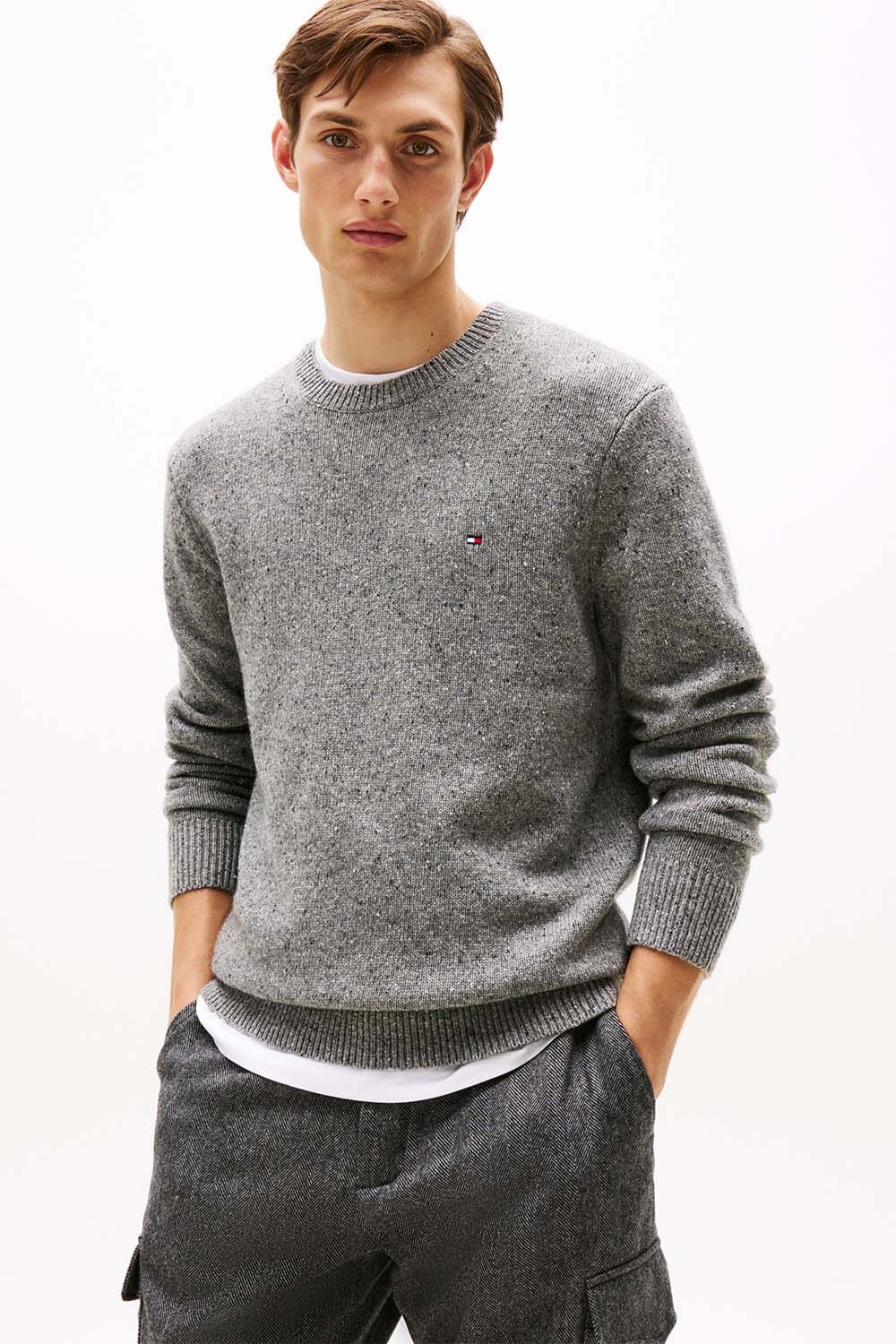 Tommy Hilfiger Trui Donegal Crew Lambswol Blend  Grijs