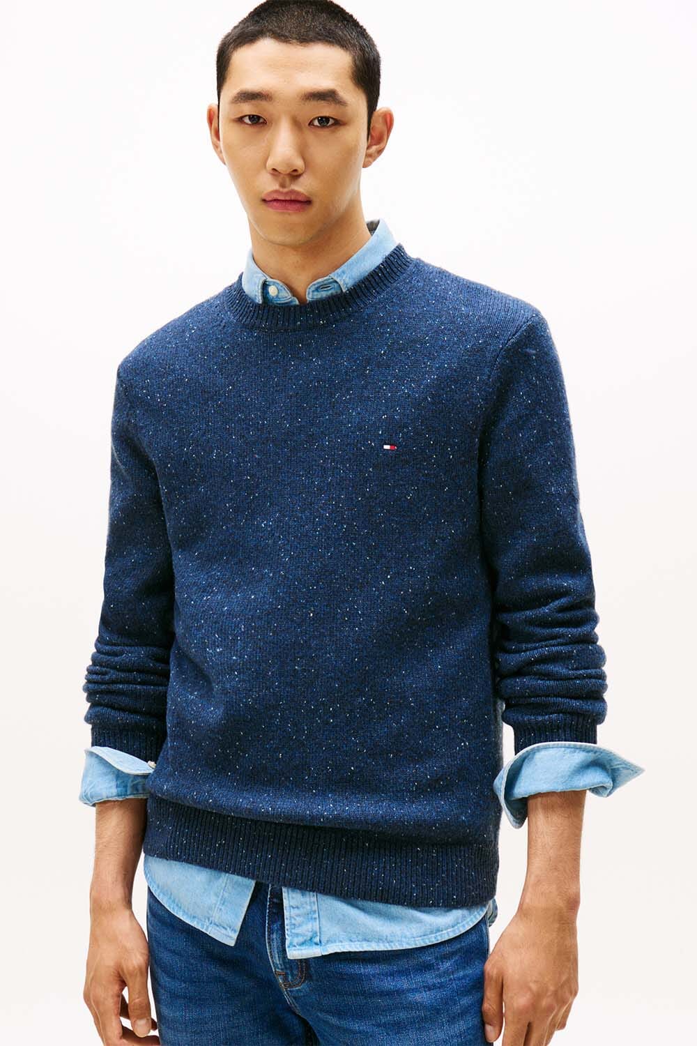 Tommy Hilfiger Trui Donegal Crew Lambswol Blend  Blauw