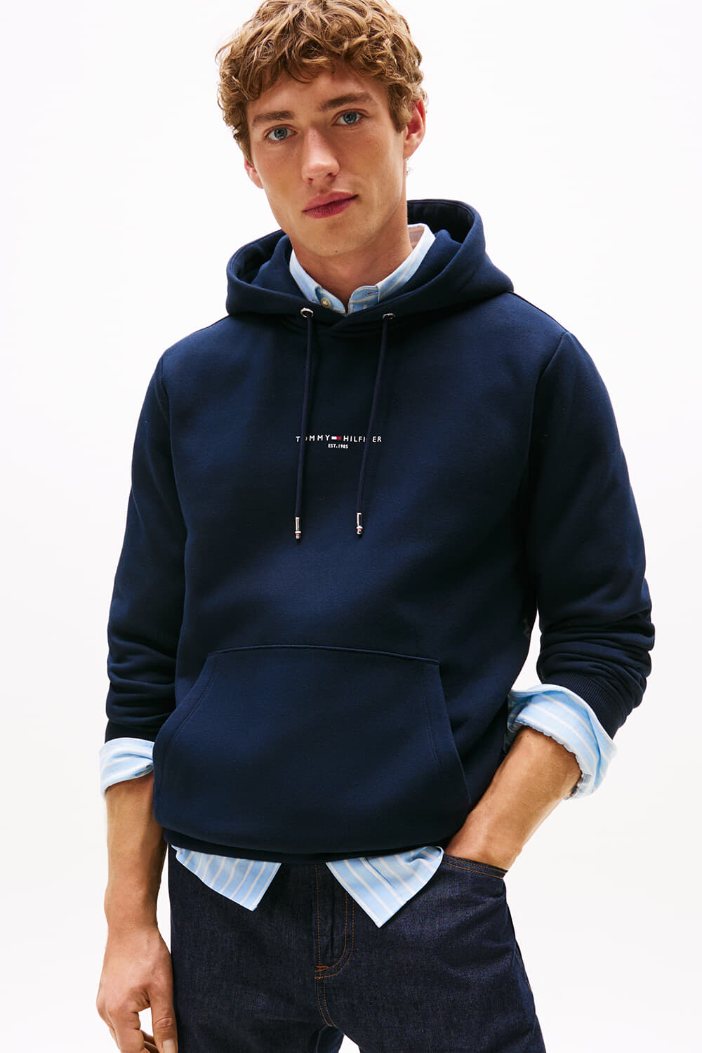 Tommy Hilfiger Hoodie Tommy Logo Tipped Blauw