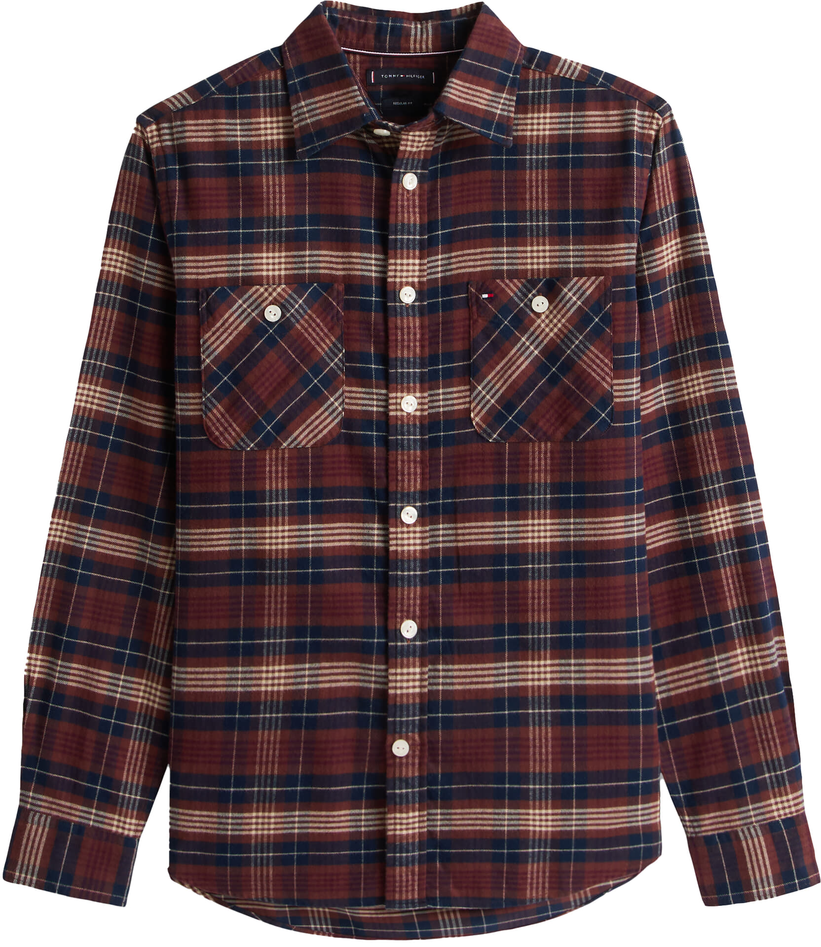 Tommy Hilfiger Overshirt Tartan Pocket Flannel Bordeaux Rood