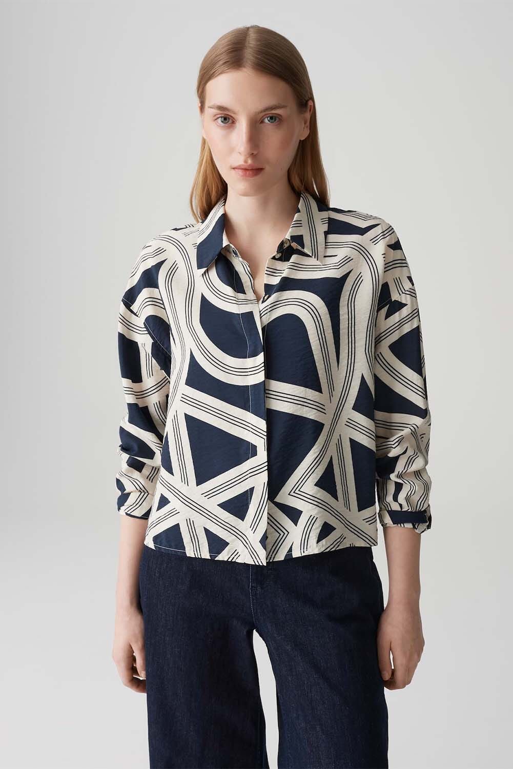 Opus Blouse Famena lane Blauw