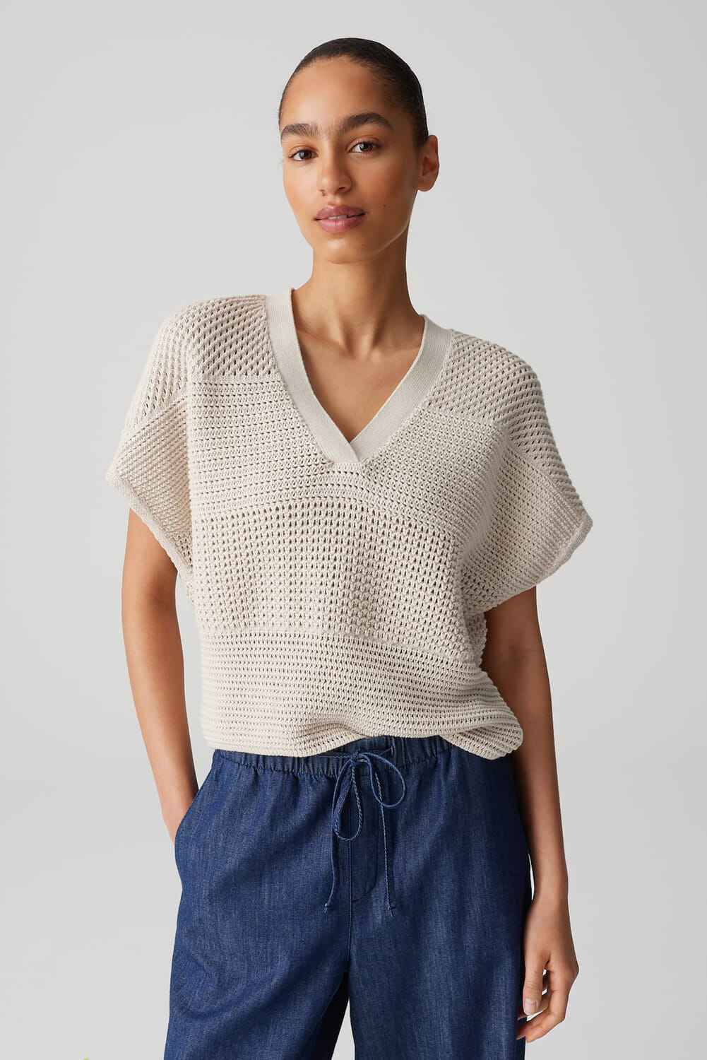 Opus Gebreide Top Pekina Beige