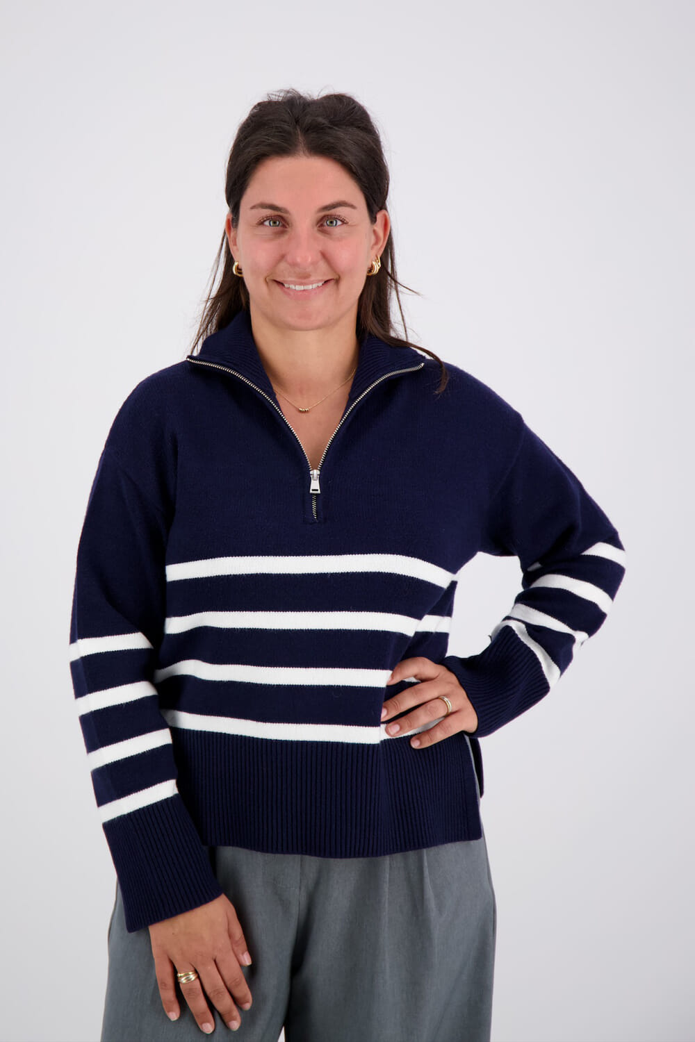 Vive La Femme Gebreide Trui Kim Streep Blauw