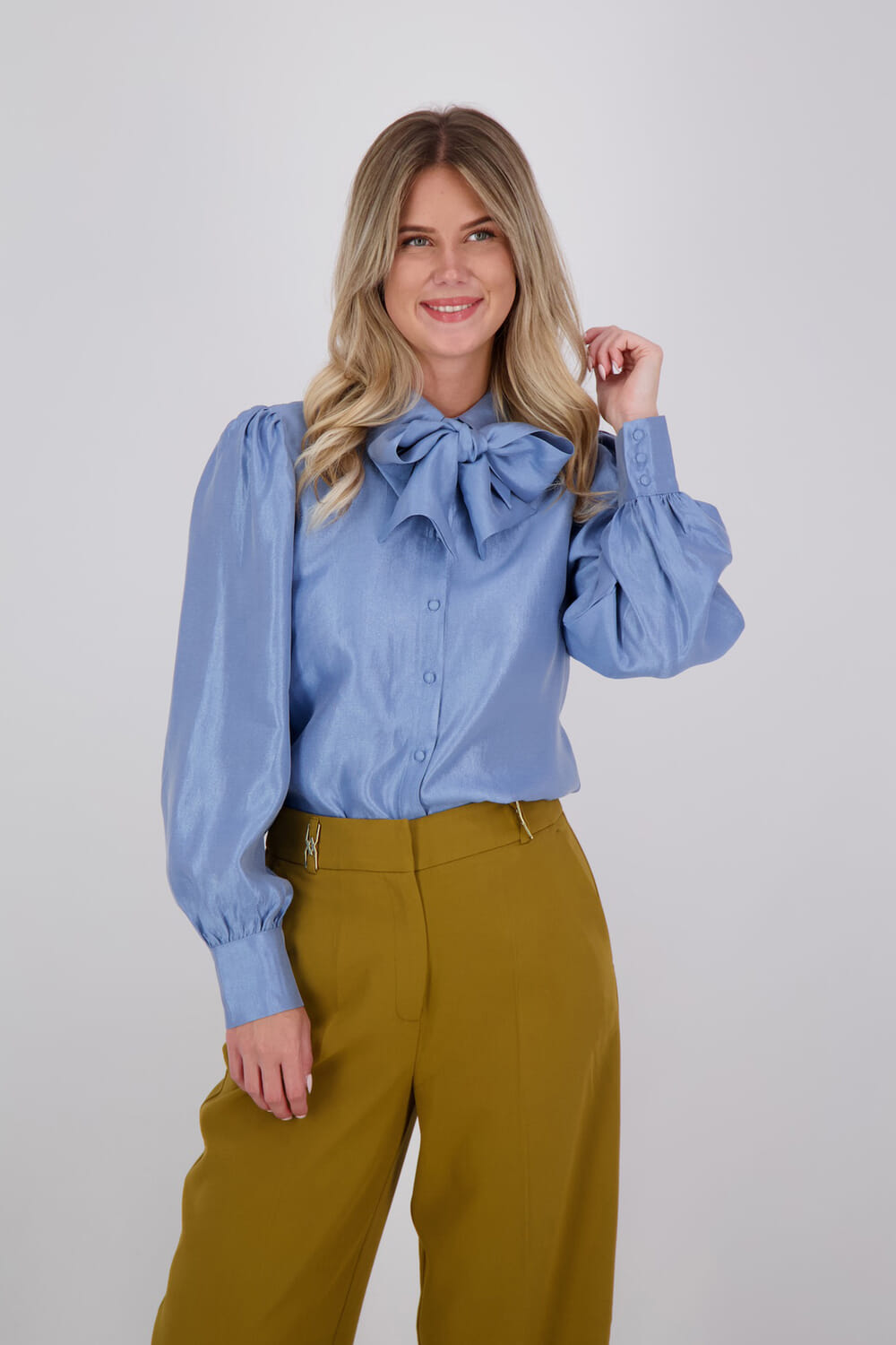 Aaiko Blouse Veronne Tie Shimm Blauw