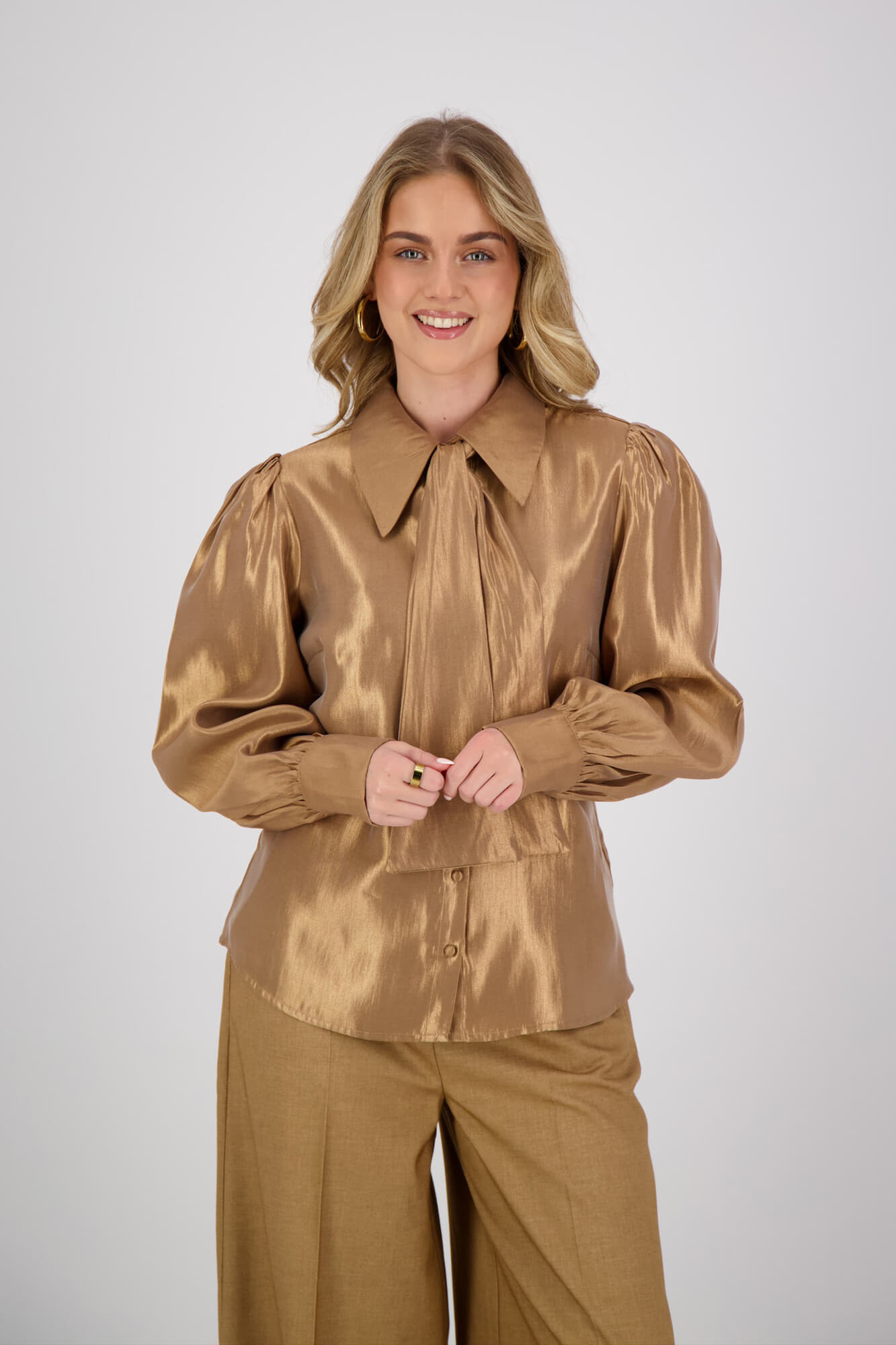 Aaiko Blouse Veronne Tie Shimm Bruin