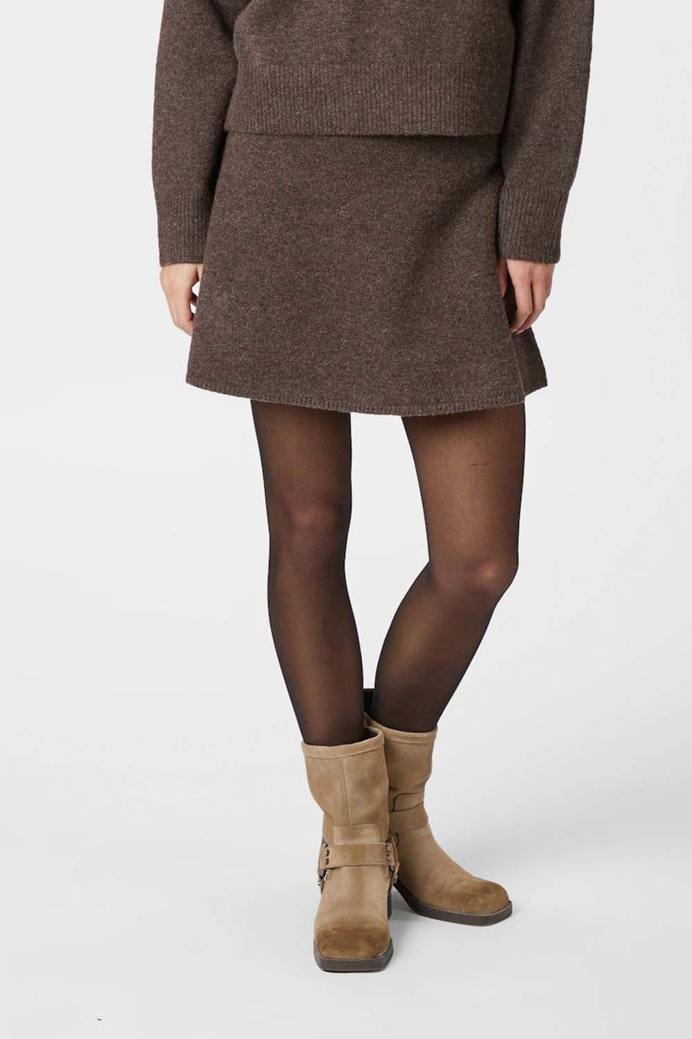 Neo Noir Gebreide Rok Gisa Bruin