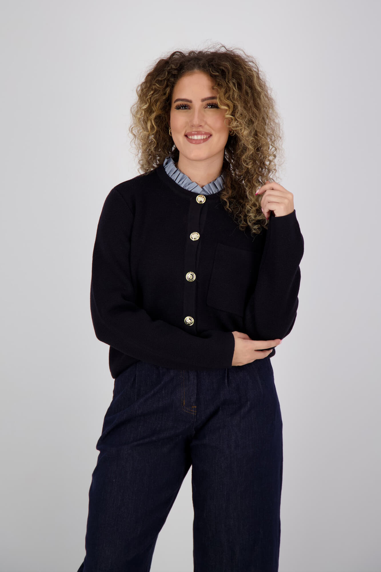 With Black Vest Celeste Navy
