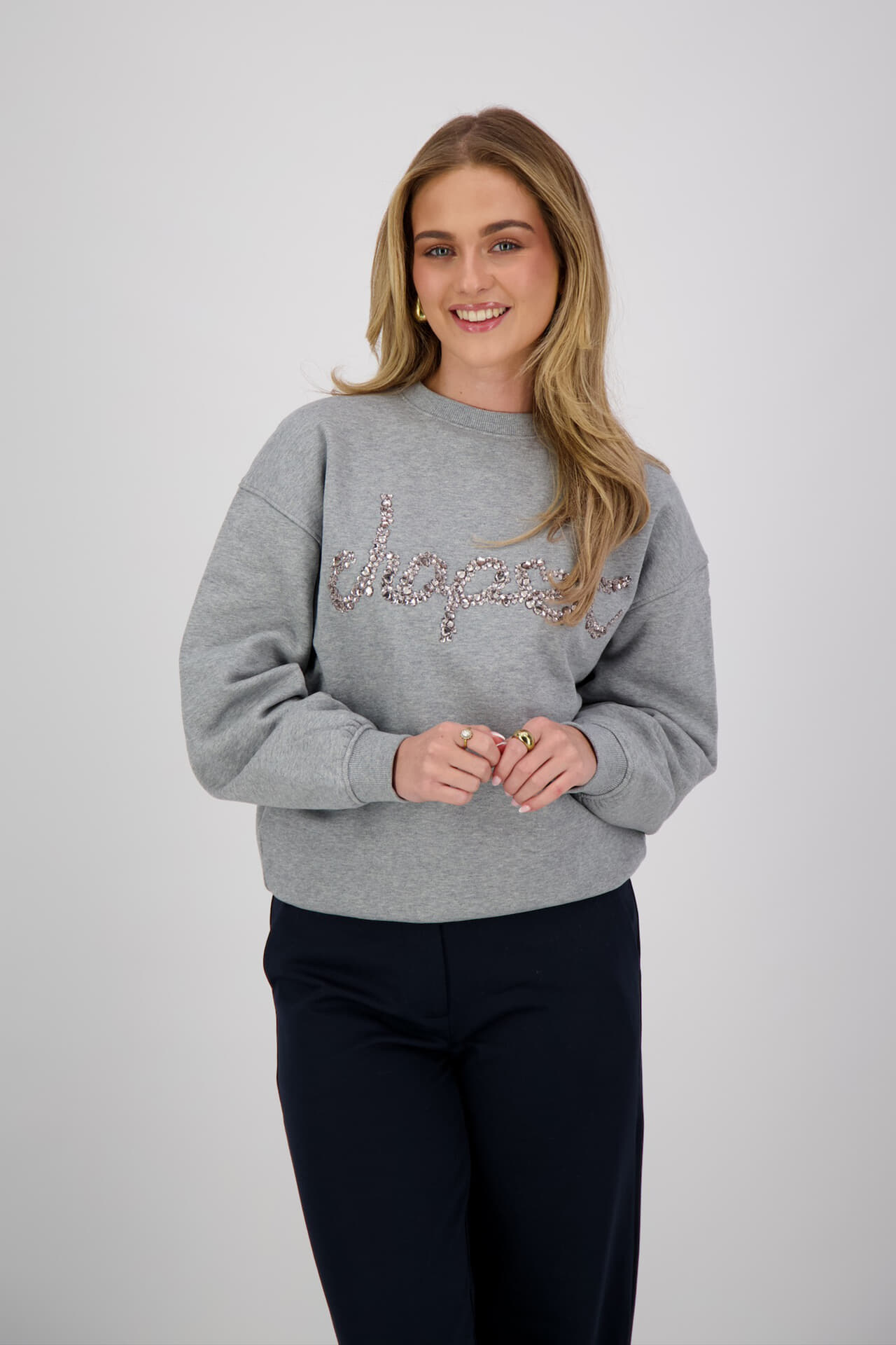 Fabienne Chapot Sweater Terry Rhinestone  Grijs