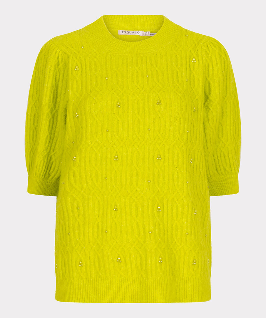Esqualo Sweater Pearls Cable Lime