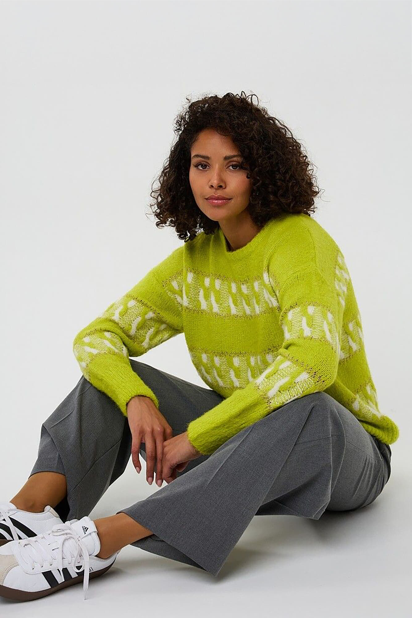Esqualo Sweater Striped Jacquard Lime