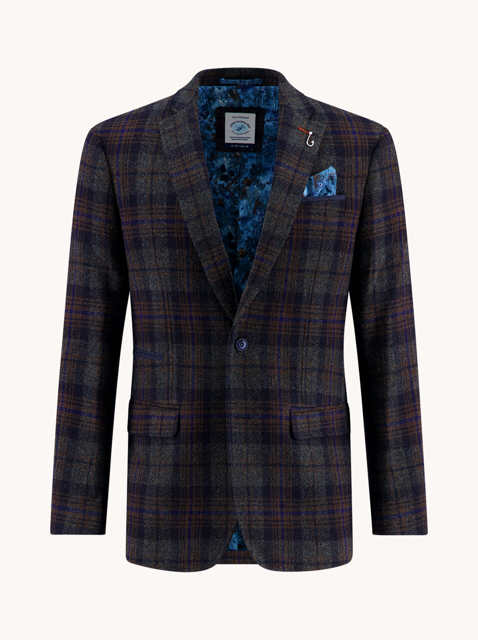 A Fish Named Fred Blazer Tartan Wol Blauw