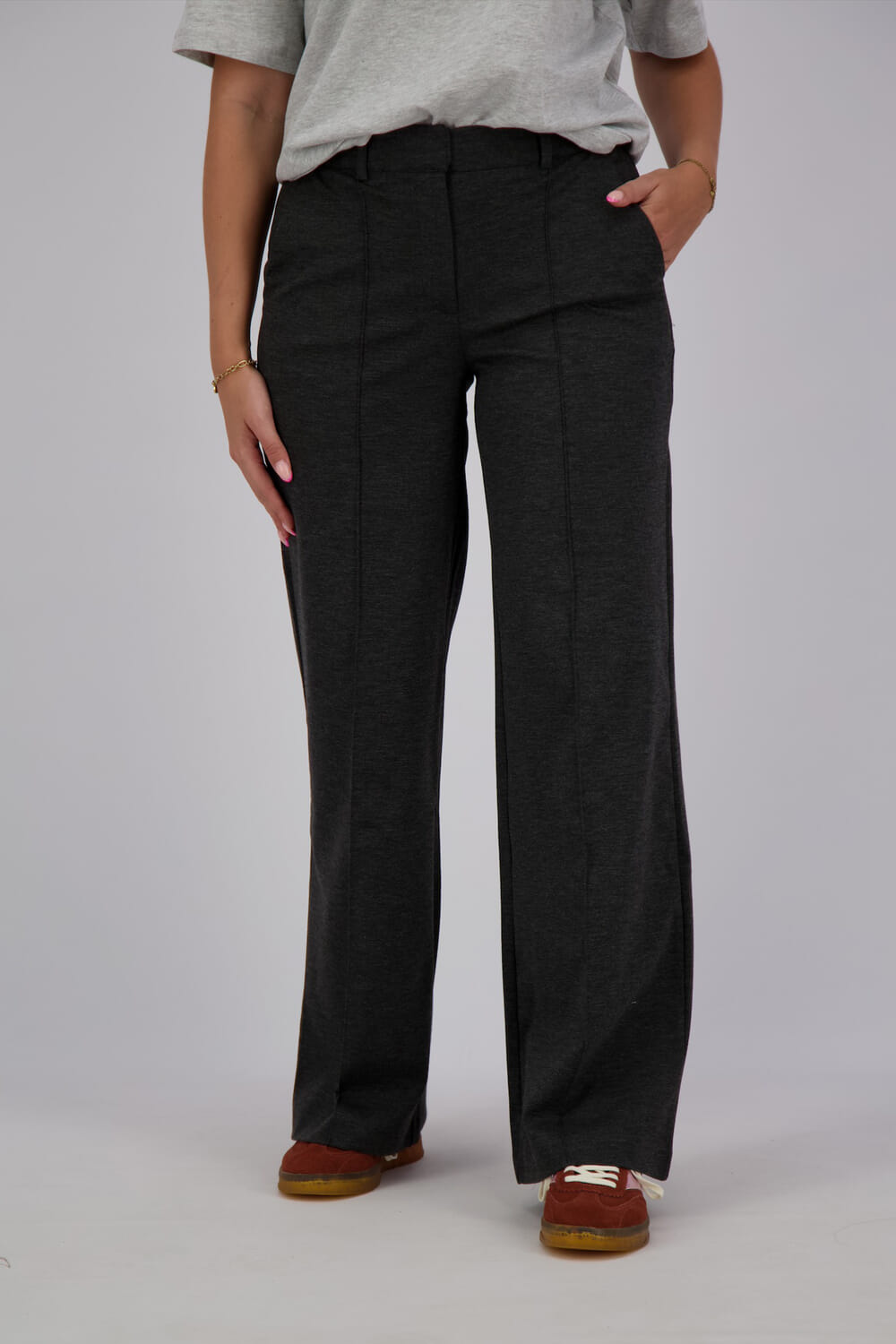 Ichi Pantalon Kate Sus Office Grijs