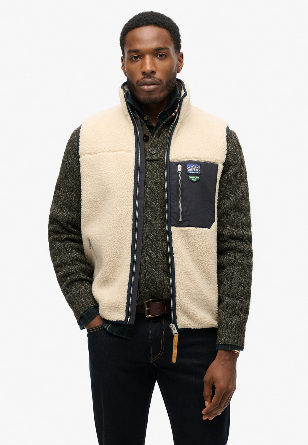 Superdry Bodywarmer Vintage Retro Fleece Beige