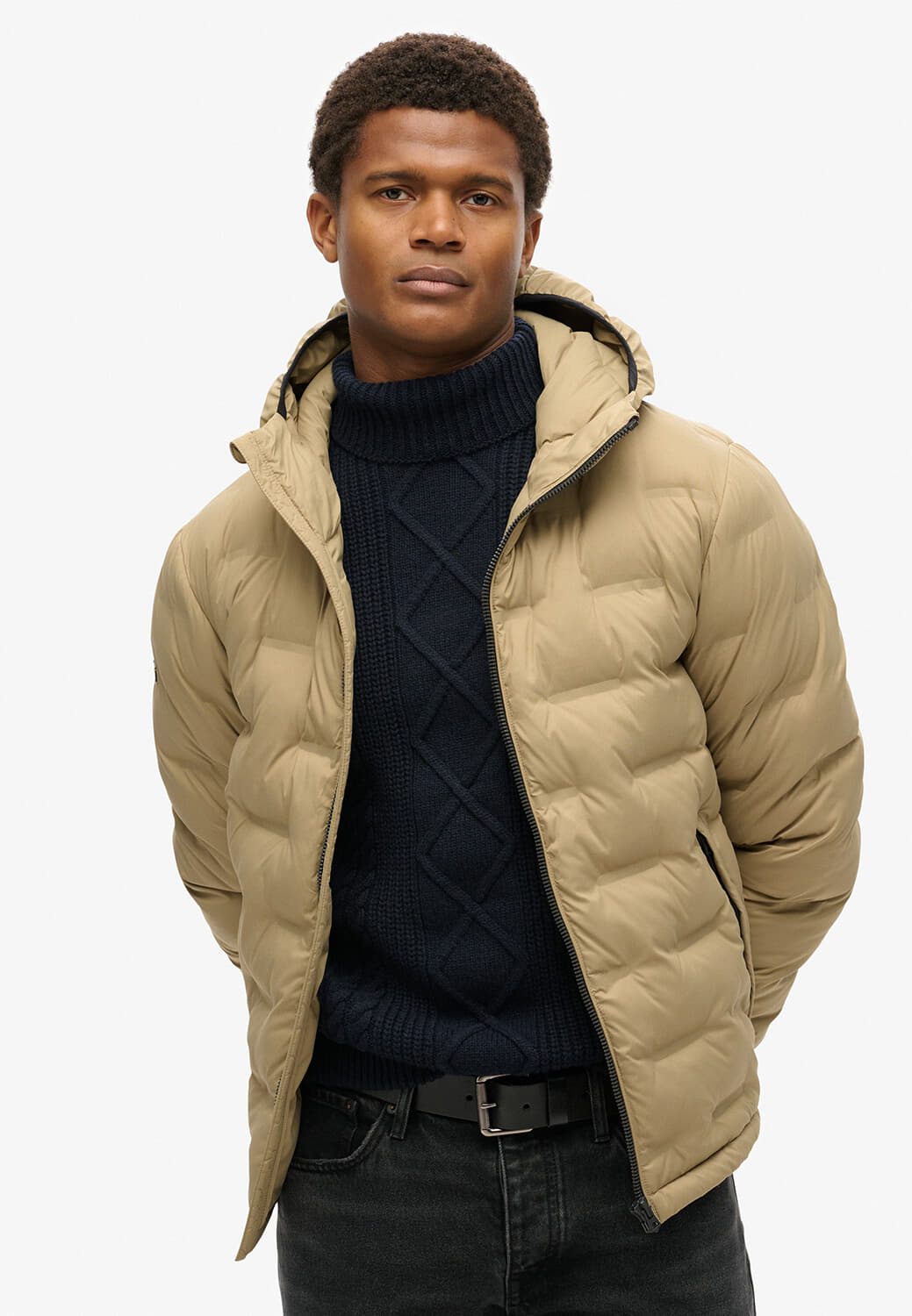 Superdry hooded quilted puffer Kaki