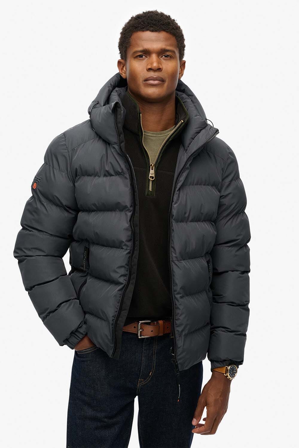 Superdry Puffer Jas Sport  Grijs