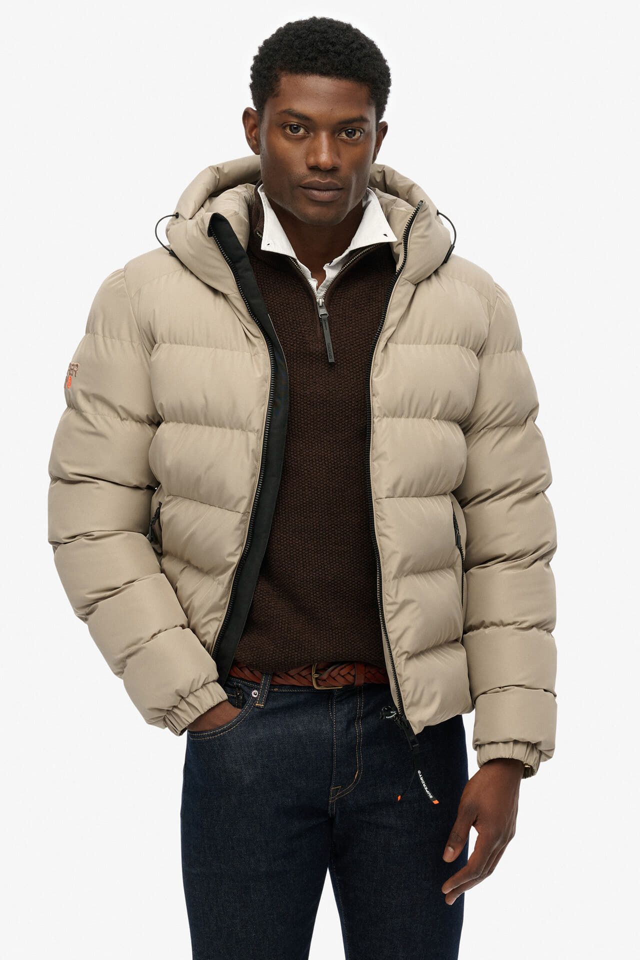 Superdry Puffer Jas Sport  Beige