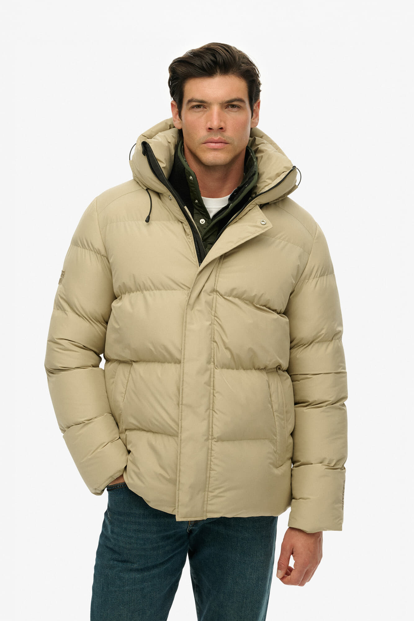 Superdry hooded 5 baffle sport puffer Bruin