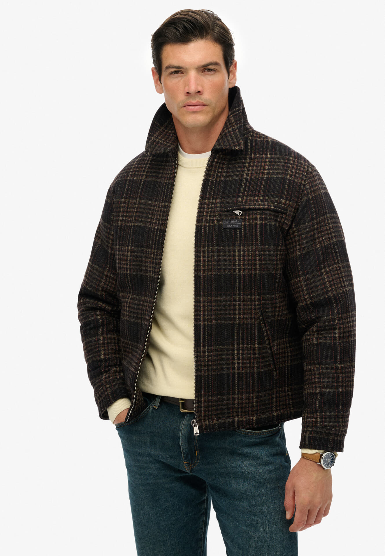 Superdry Wollen Jas Ranch Geruit Bruin Superdry Wollen Jas Ranch Geruit Bruin