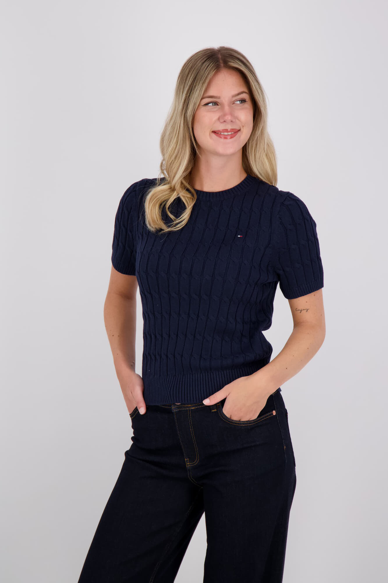 Tommy Hilfiger Top Cable Blauw