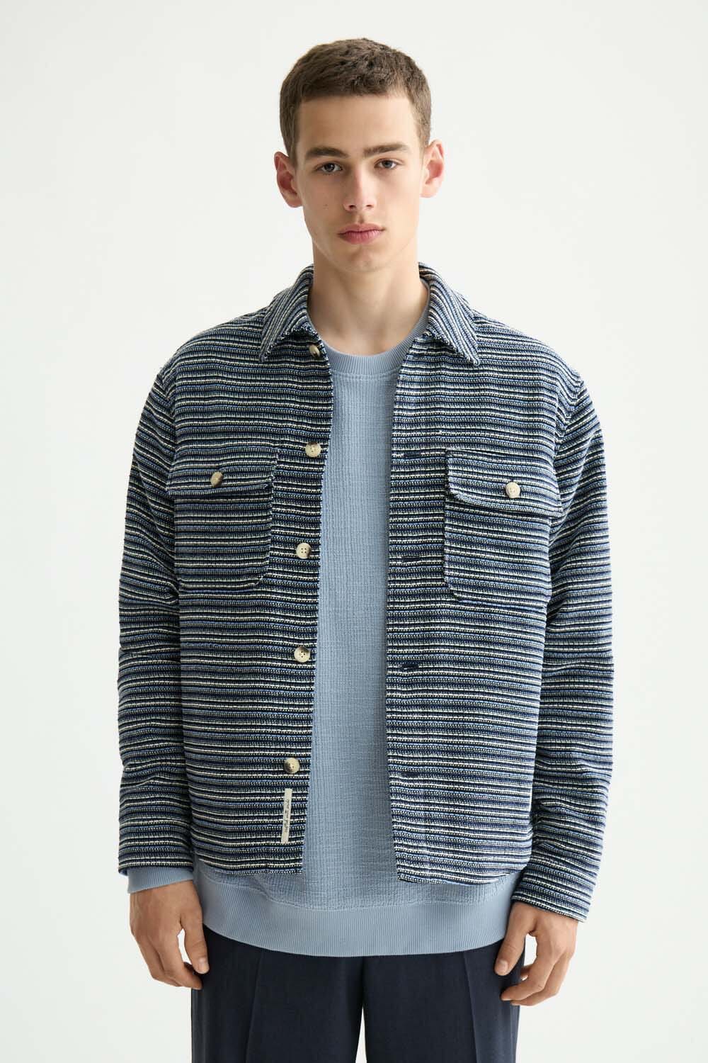 Scotch & Soda Overshirts Striped Blauw