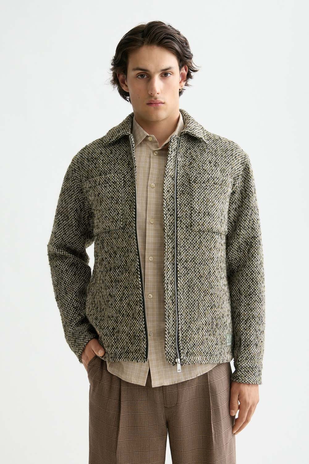 Scotch & Soda Overshirt Tweed  Groen