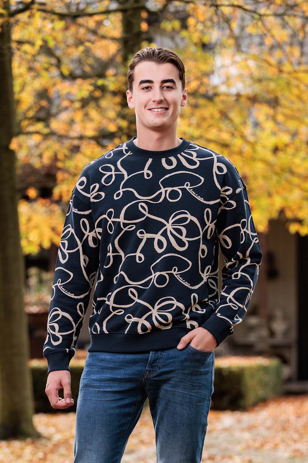 Scotch & Soda Sweater Aop Blauw Scotch & Soda Sweater Aop Blauw