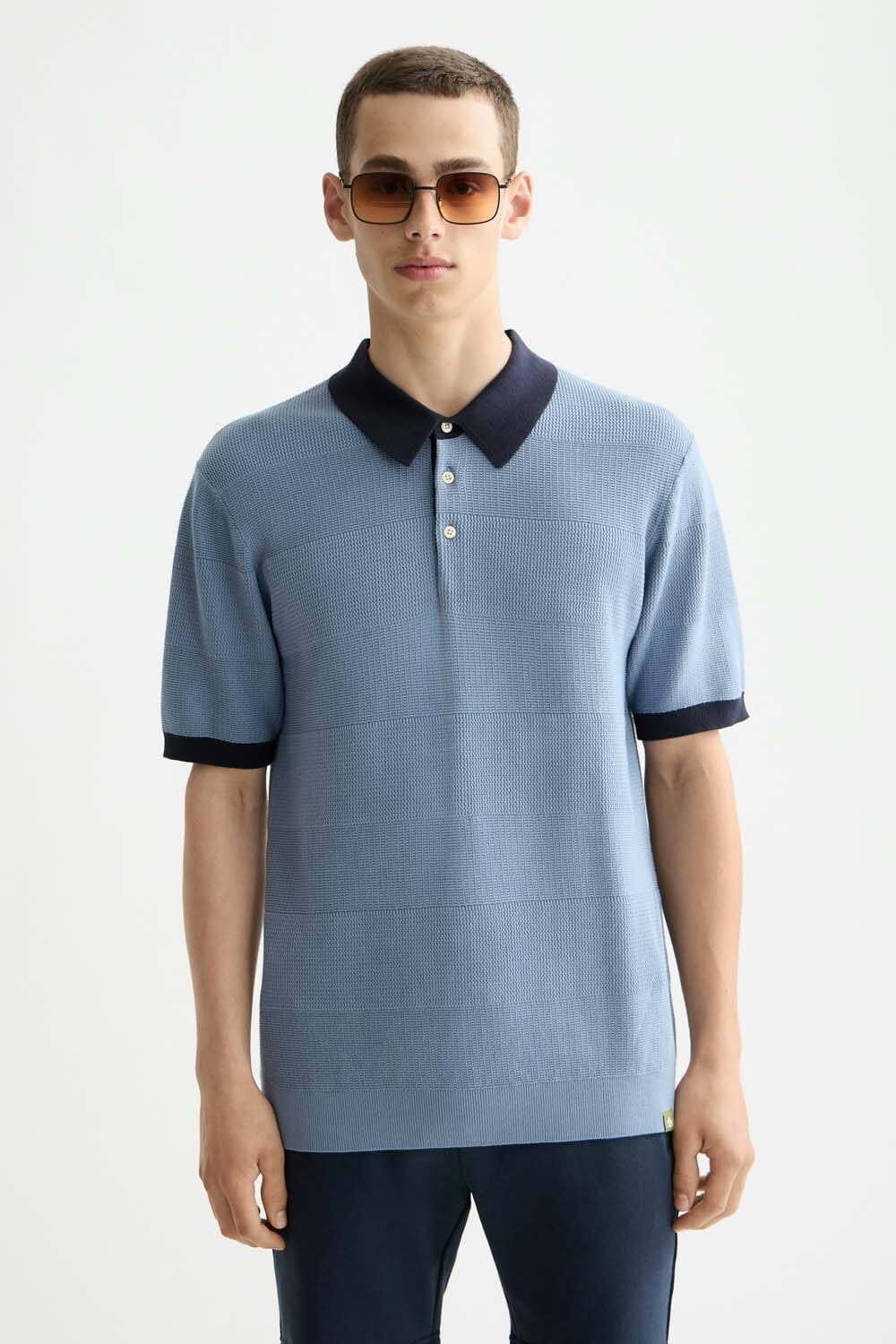 Scotch & Soda Polo Tone On Tone Blauw