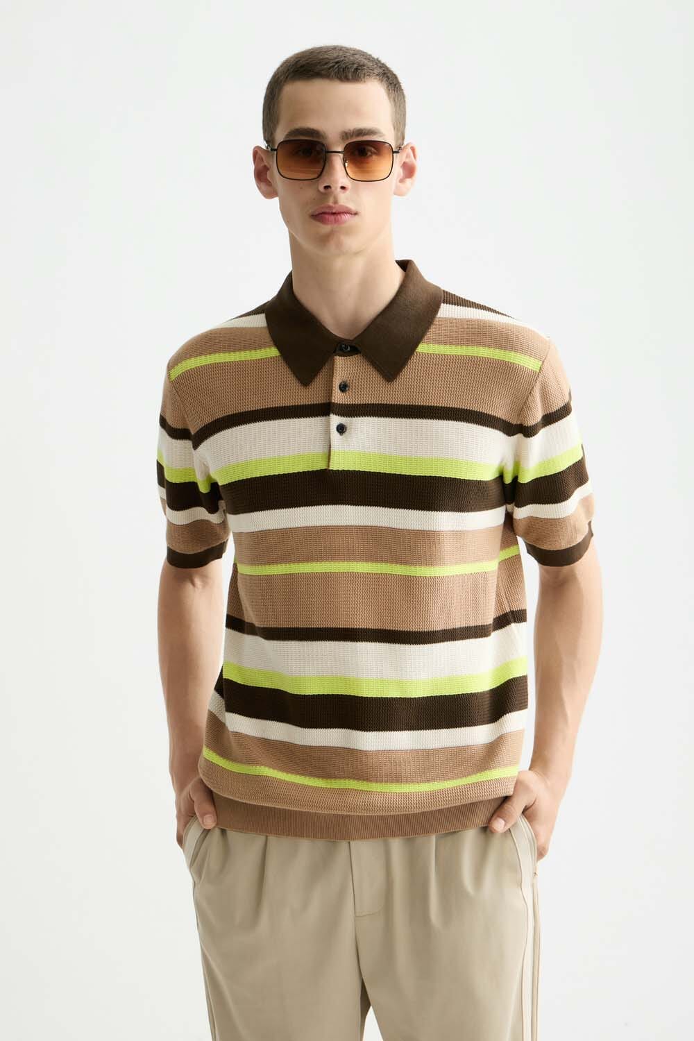 Scotch & Soda Polo Striped Bruin