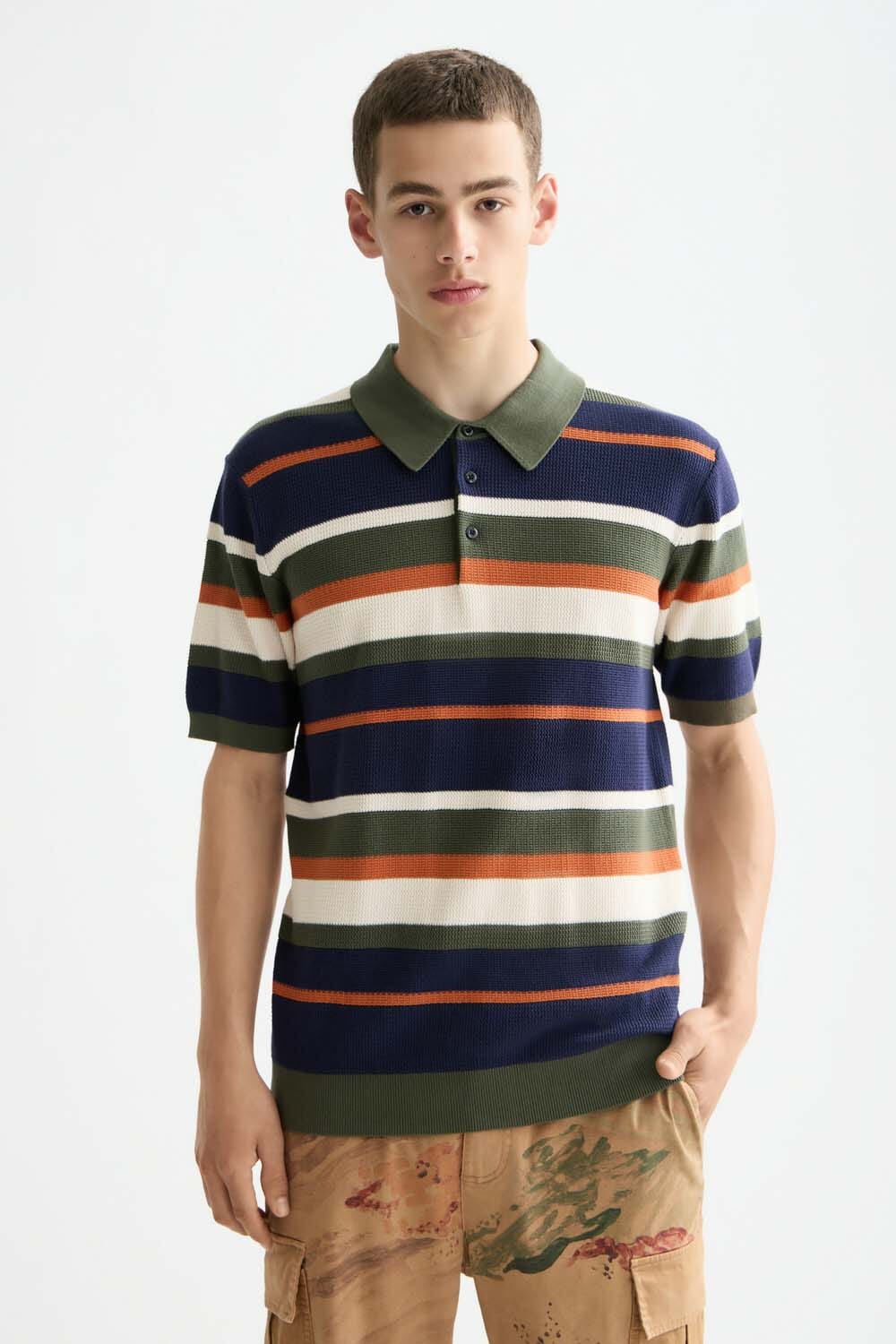 Scotch & Soda Polo Striped Blauw