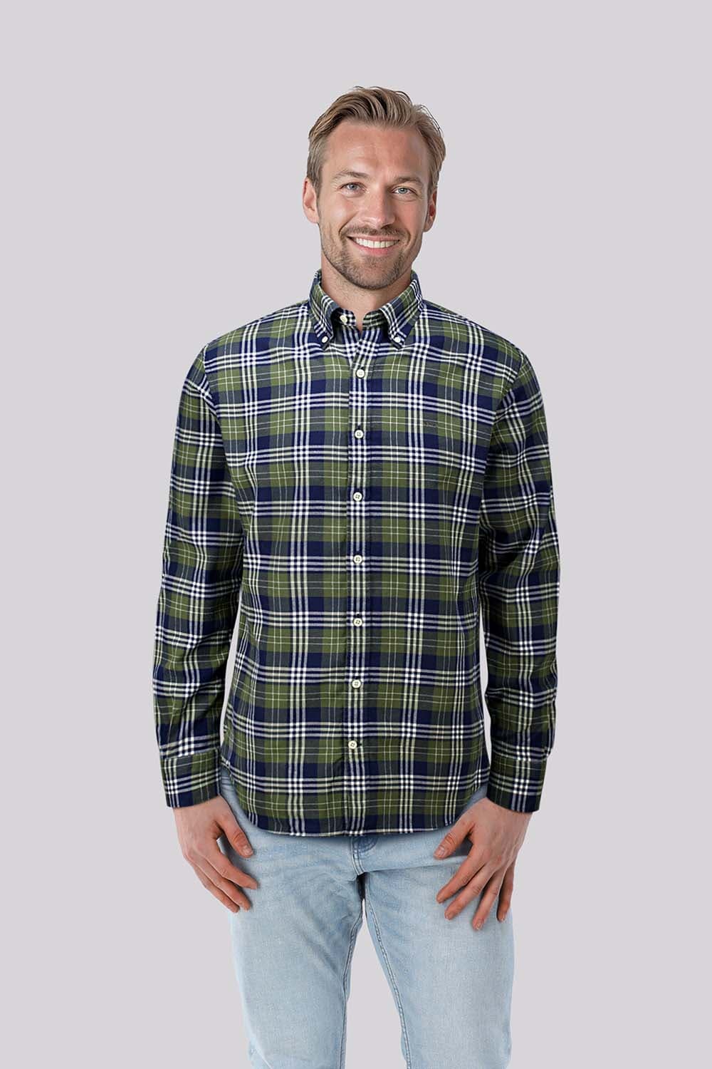 McGregor Overhemd Oxford Check Flannel Groen