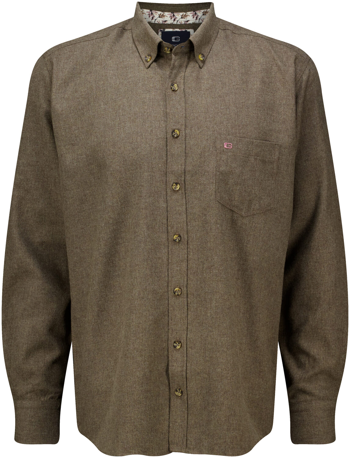 Giordano Overhemd Brando Wooltouch Melange Bruin