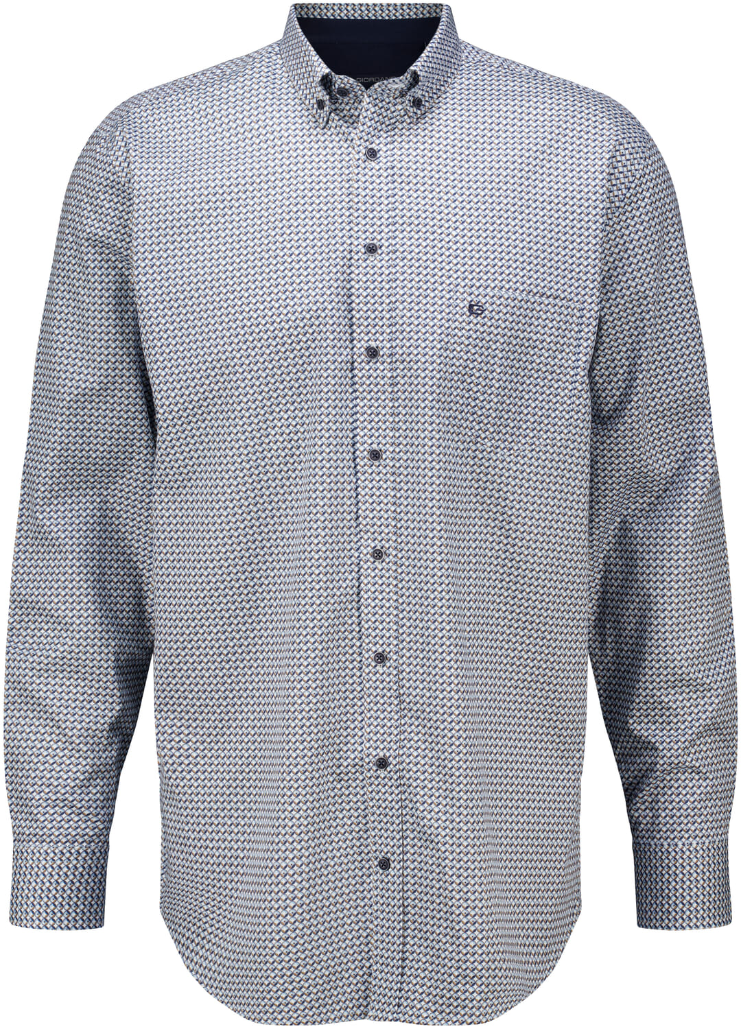 Giordano Overhemd Ivy Satin Strech Graphic Blauw