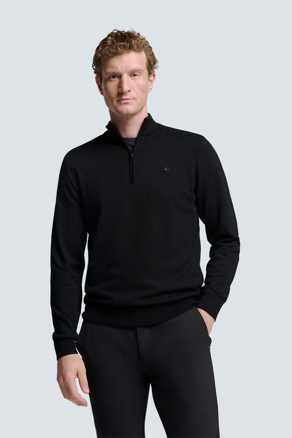 No Excess Pullover Half Zip 2 Coloured Melang Zwart