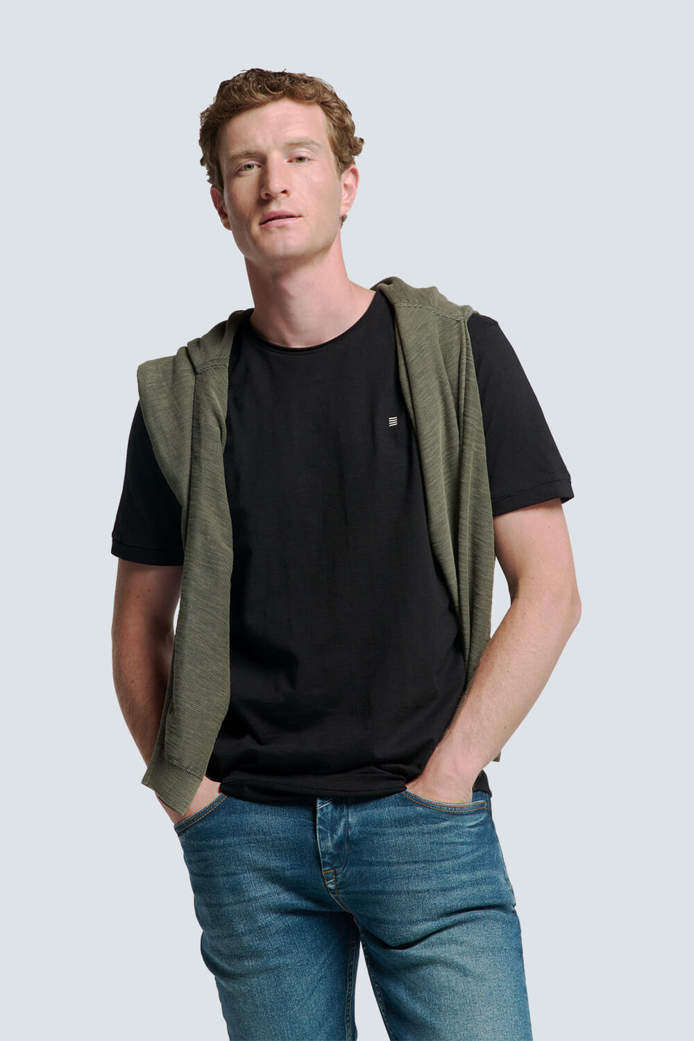 No Excess T-Shirt Crewneck Slub Zwart