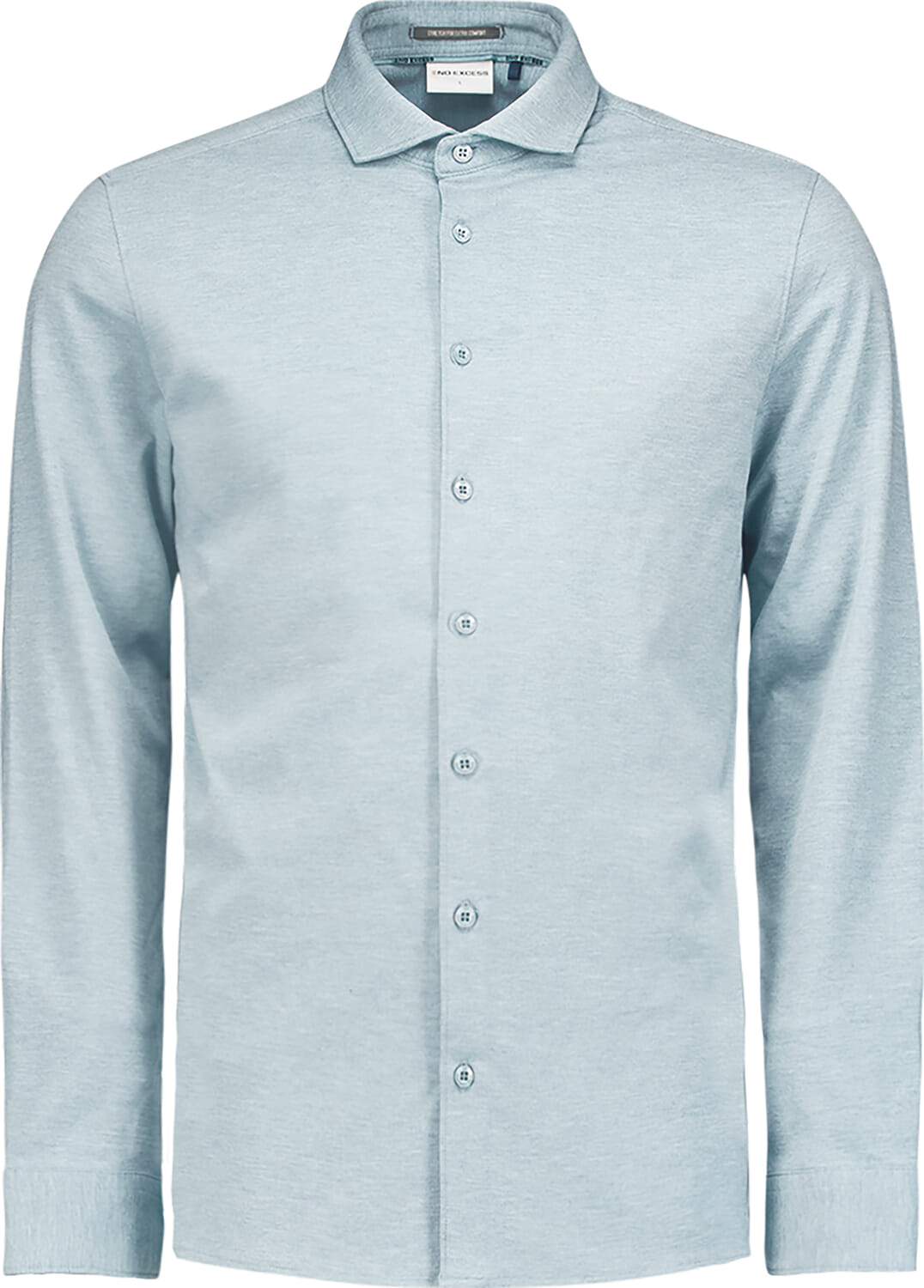 No Excess Shirt Jersey Melange Stretch Blauw