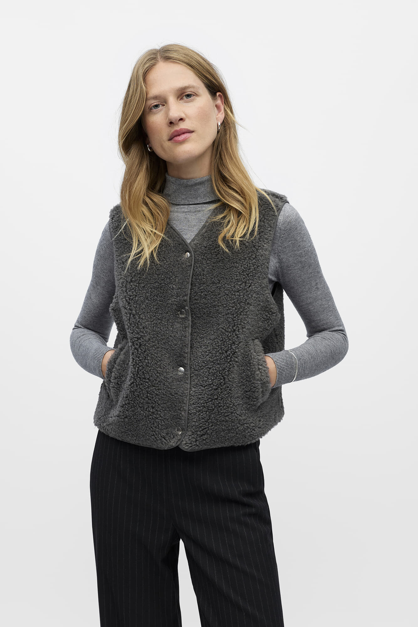 Object Bodywarmer Ella Teddy Antraciet