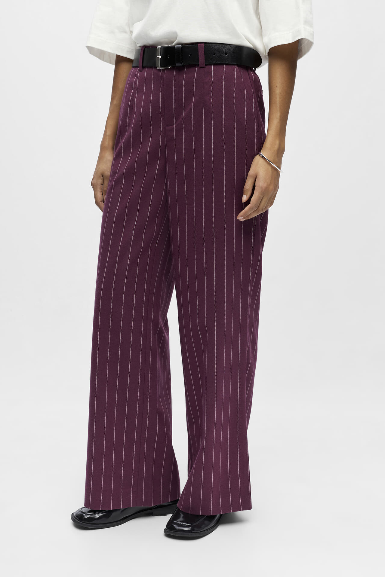 Object Pantalon Lisa Allover Print Bordeaux Rood