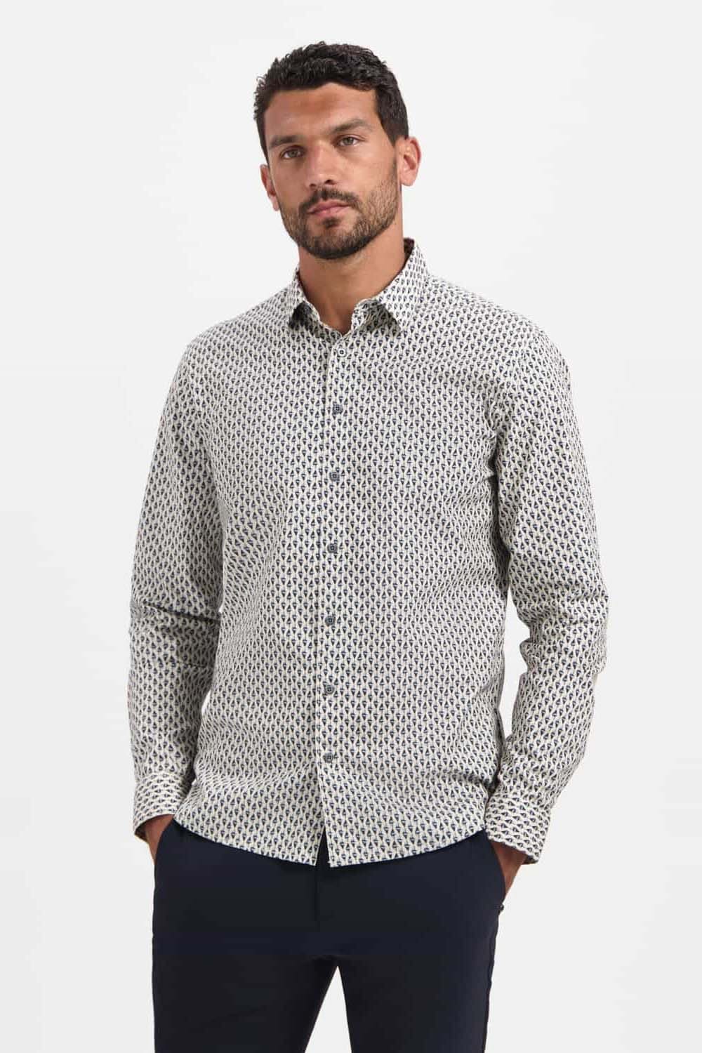 No Excess Overhemd Stretch Allover Printed Wit