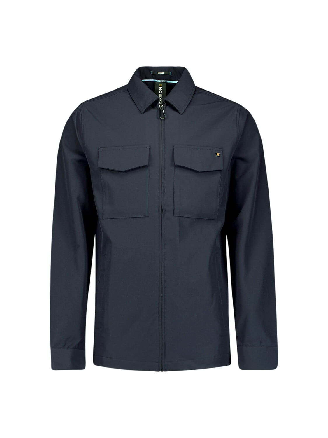 No Excess Overshirt Sedoc Full Zipper Stretch  Blauw