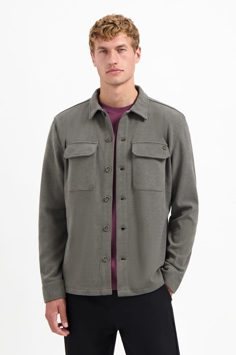 No Excess Overshirt Button Corduroy Grijs