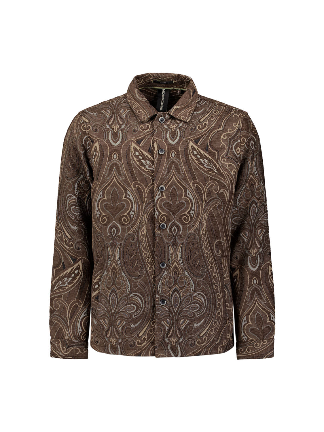 No Excess Overshirt Buttons Fancy Jacquard Bruin