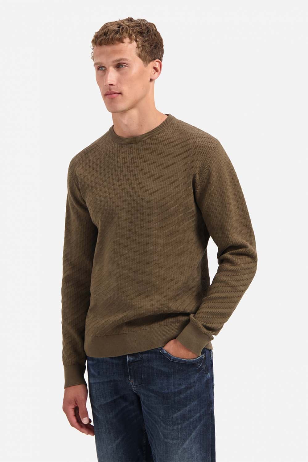No Excess Pullover Jacquard Solid Taupe
