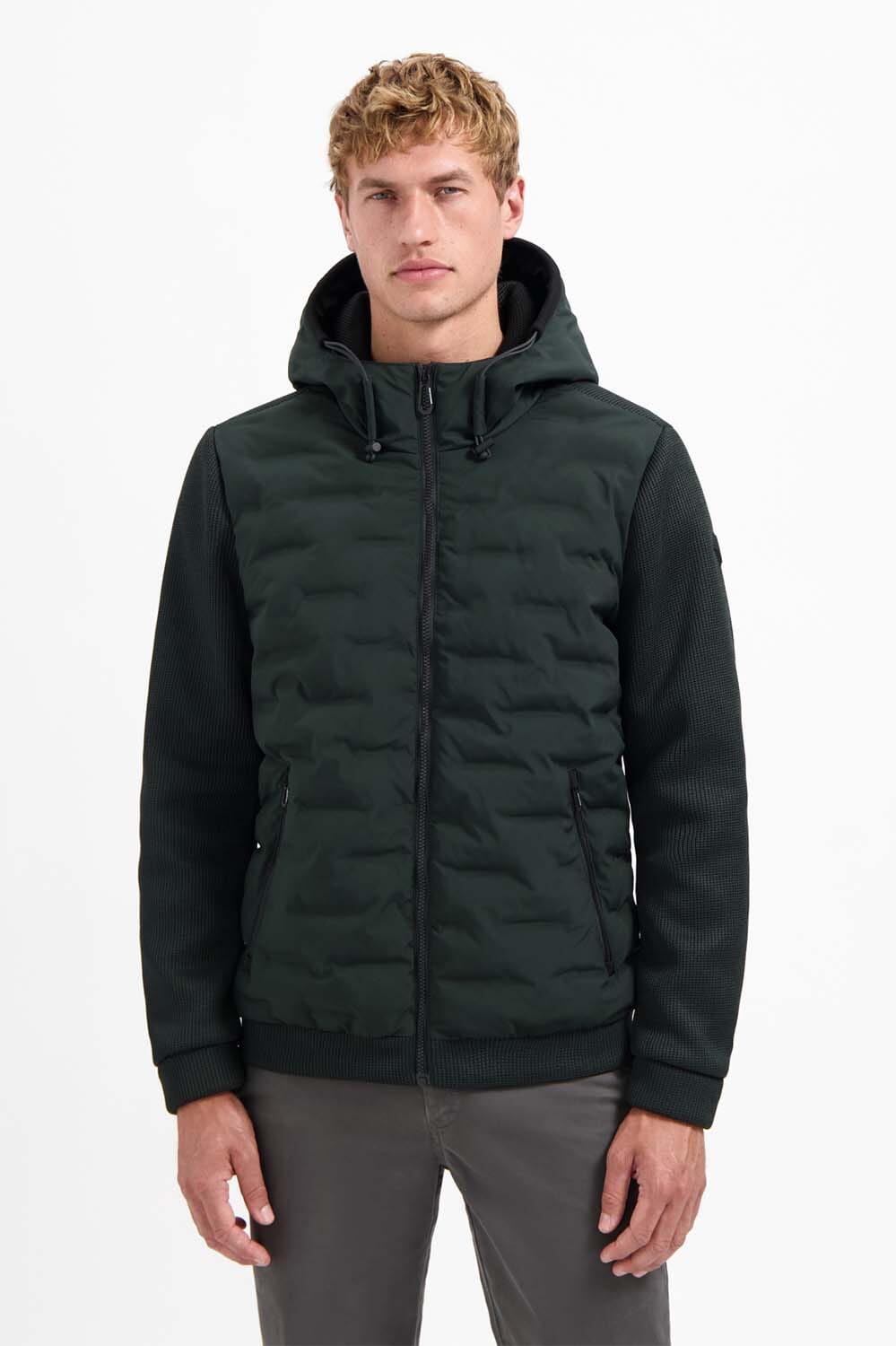 No Excess Gewatteerde Jas Kort Sealed Hooded Knit Grijs