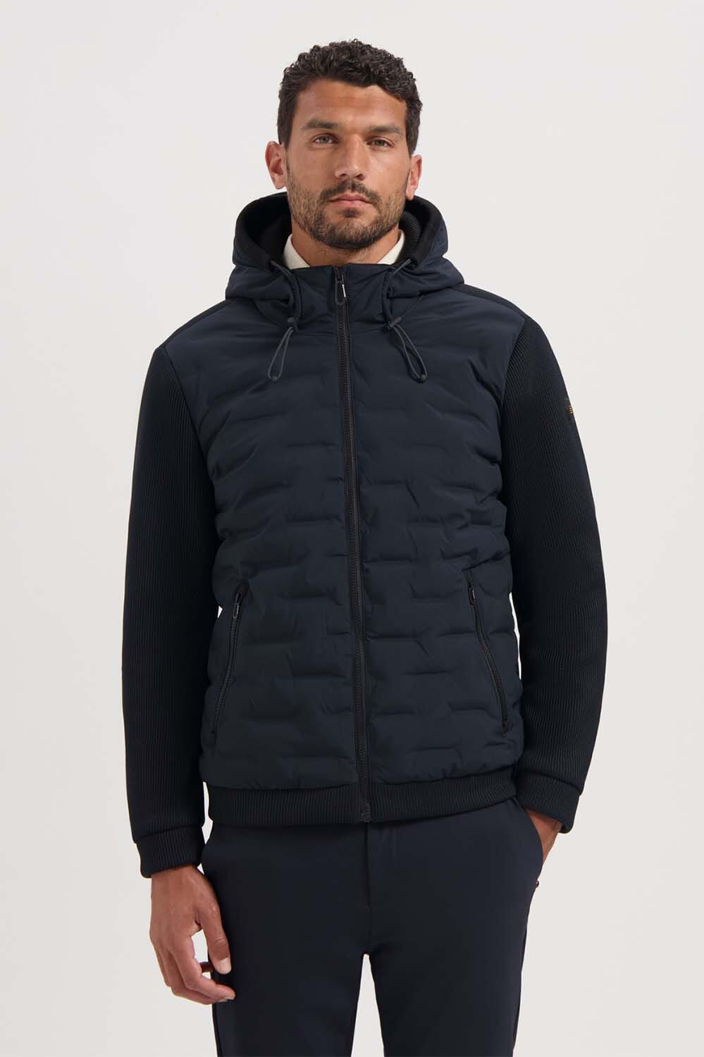 No Excess Gewatteerde Jas Kort Sealed Hooded Knit Blauw