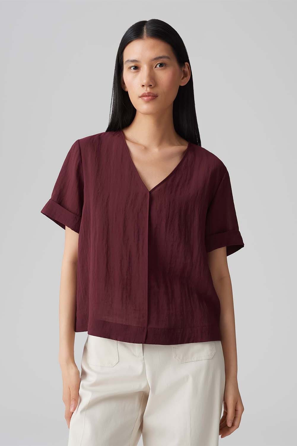Opus Blouse Filka Viscosemix Boxy Fit Rood