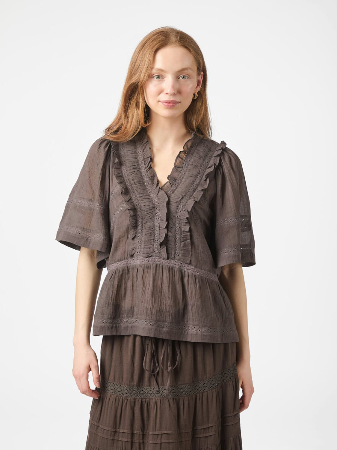 Neo Noir Blouse Evienne s voile Bruin