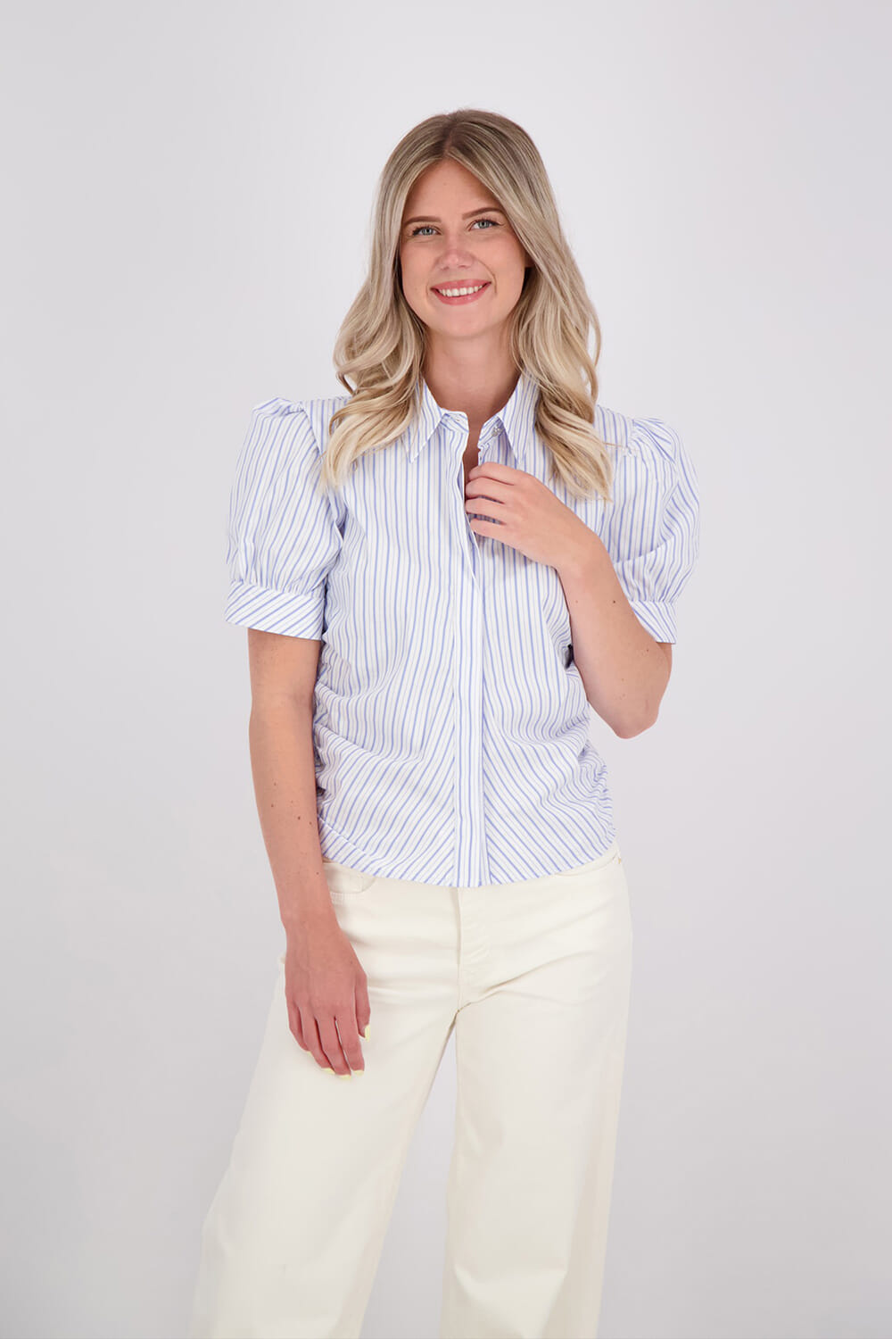 Neo Noir Blouse Frannie stri-em Blauw