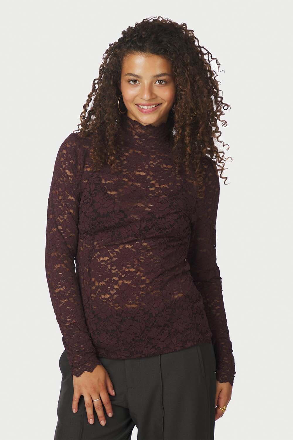 Neo Noir Top Liza Lace Bordeaux Rood